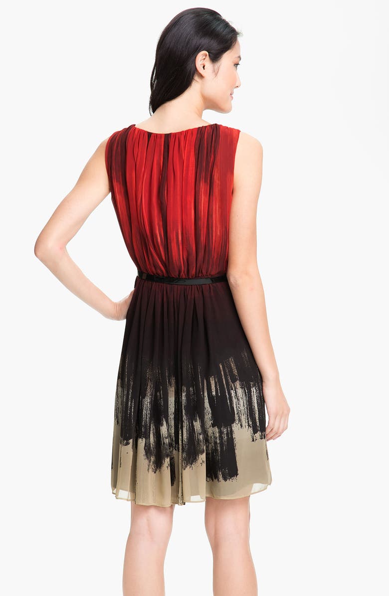 Calvin Klein Gradient Print Belted Chiffon Dress, Alternate, color, 