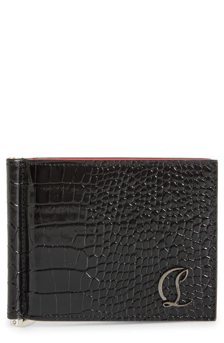 Christian Louboutin Mooncrest Calfskin Bifold Wallet with Money Clip, Main, color, Black