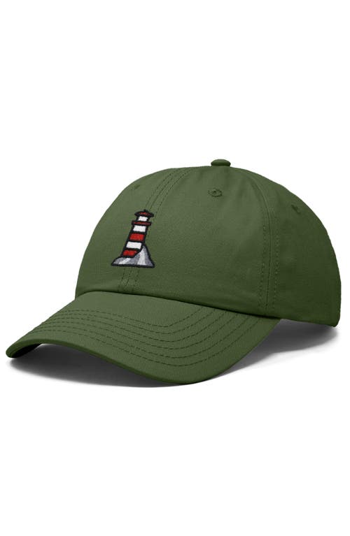 Dalix Lighthouse Embroidered Dad Hat In Olive
