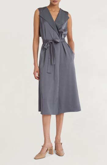 LUXELY LUXELY SLEEVELESS MIDI SHIRTDRESS
