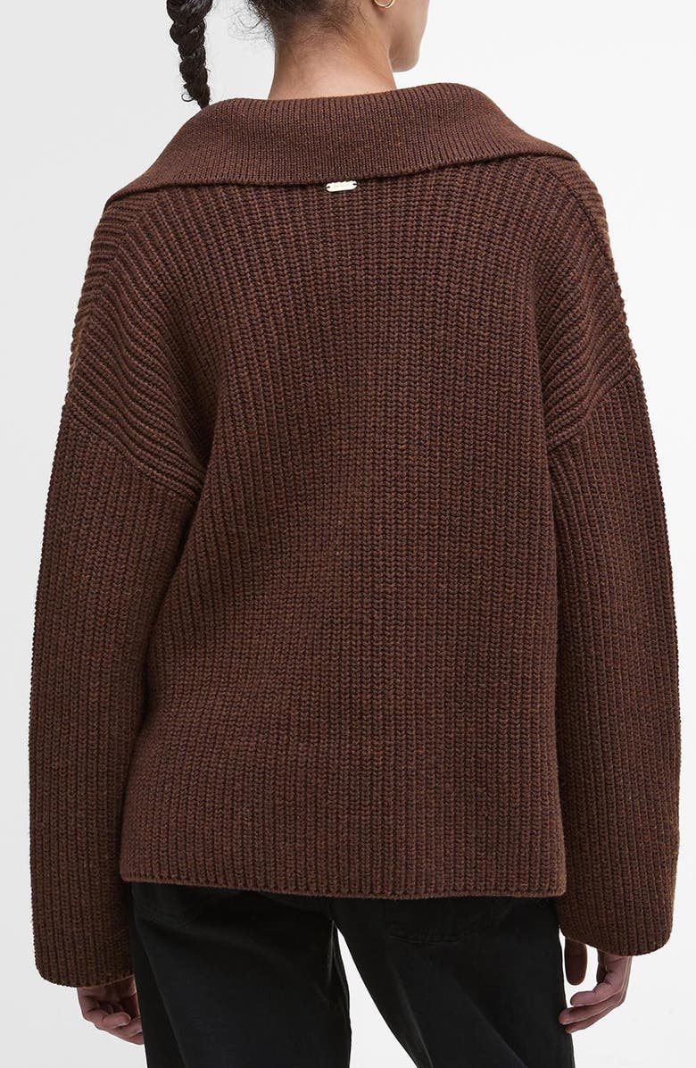 Barbour Robyn Cotton & Wool Blend Johnny Collar Sweater, Alternate, color, Vicuna