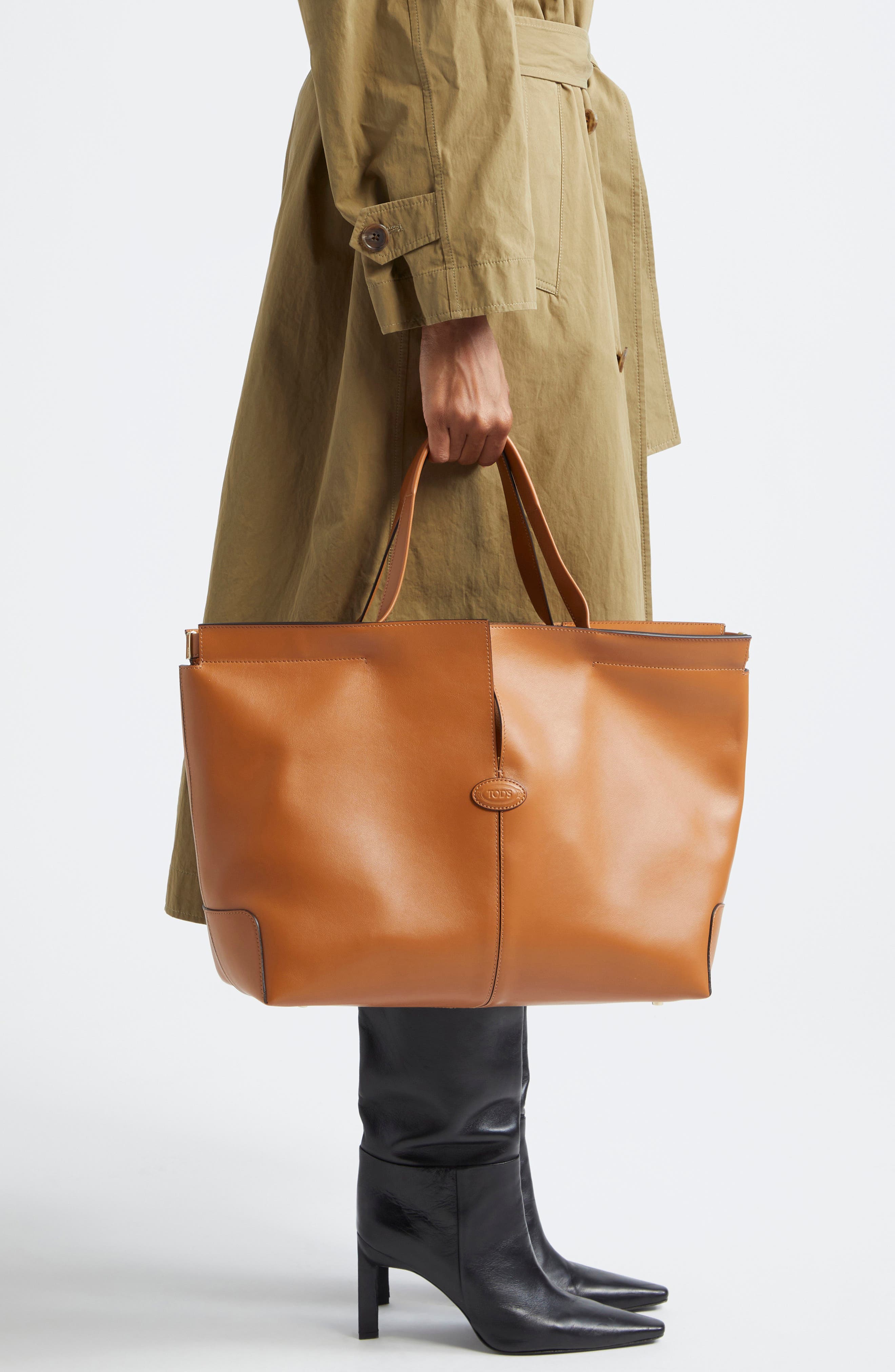 Tod's Di Bag Folio Leather Shopper, Alternate, color, 