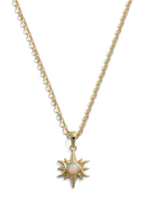 Opal Triple Moon Pendant Necklace