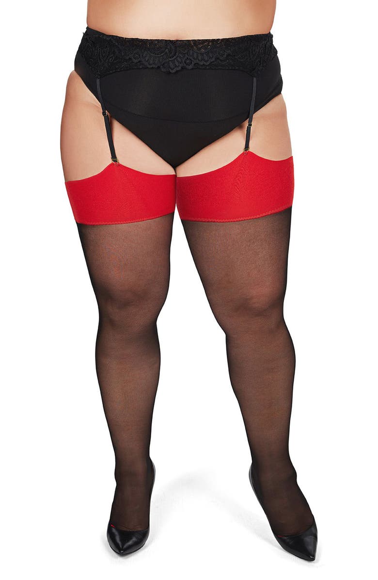 MeMoi Curvy Seamed Thigh High Stockings, Alternate, color,