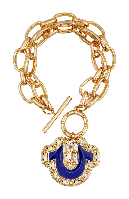 True Religion Toggle Bracelet With Horseshoe Charm In Gold