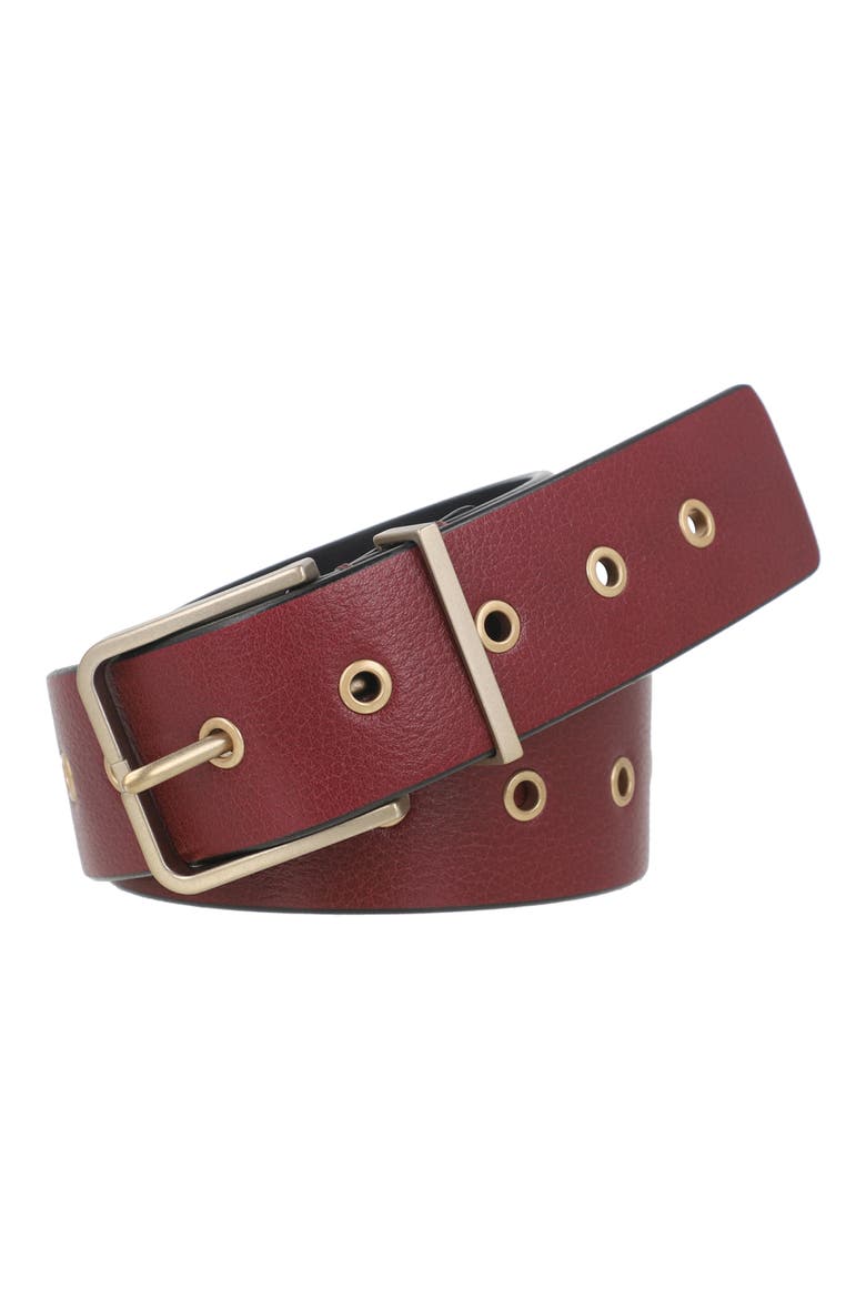 Grommet Leather Belt, Main, color, CHERRY OAK WARM BRASS