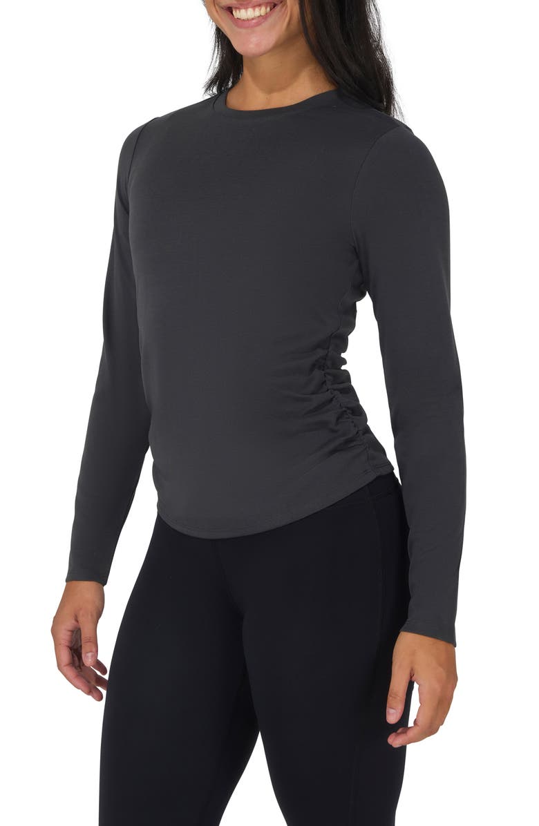 YOGALICIOUS Assorted 2-Pack Baby Texture Rib Elodie T-Shirts, Alternate, color, Lunar Dust/ Dark Grey