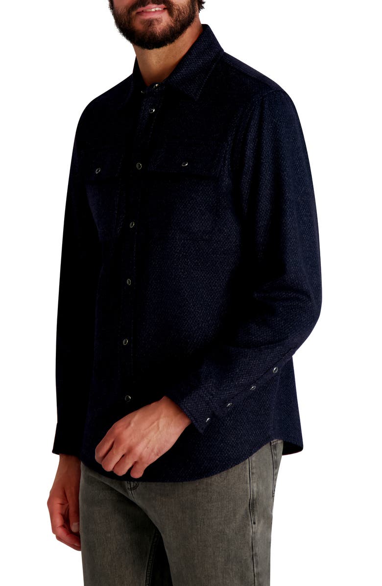 KARL LAGERFELD PARIS Plaid Ponte Shirtjacket, Alternate, color, Navy