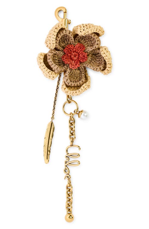 Chloé Symbols Raffia Flower Bag Charm In Brown