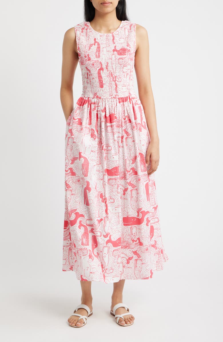 Lilly Pulitzer<sup>®</sup> Daisey Smocked Sleeveless Midi Dress, Main, color, Paradise Punch