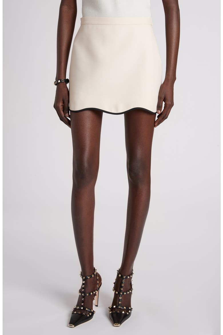 Wavy Wool & Silk Crepe Couture Miniskirt, Main, color, VANILLA