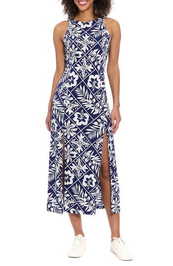 London Times Car Wash Maxi Dress In Navy/white