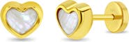 In Season Jewelry 18k Mother of Pearl Heart Earrings