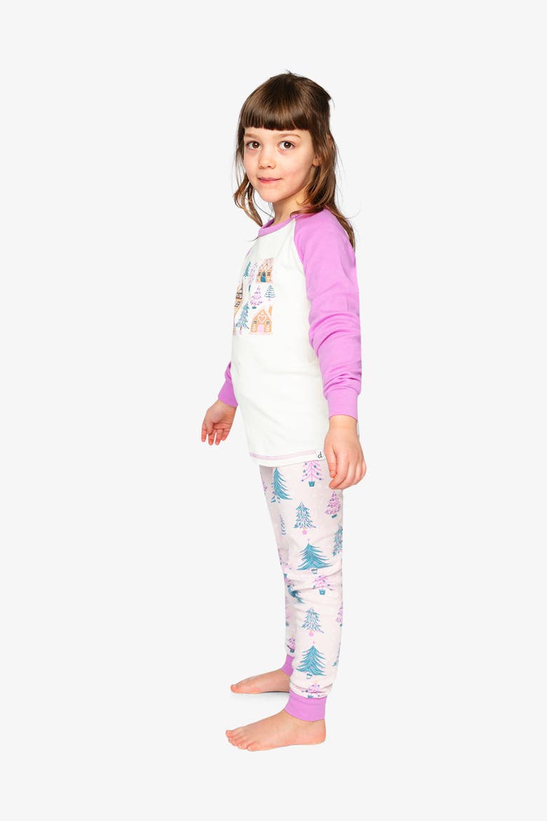 Tree Organic Cotton Top Pants Two Piece Pajama Set, Alternate, color, Pink Printed with Trees