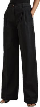 Reiss Astrid Front Pleat High Rise Wide Leg Pants