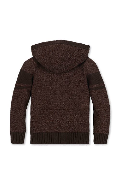 Hope & Henry Kids' Organic Long Sleeve Hooded Henley Sweater In Brown