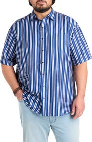 Synrgy by DXL Big & Tall Abstract Striped Microfiber Sport Shirt