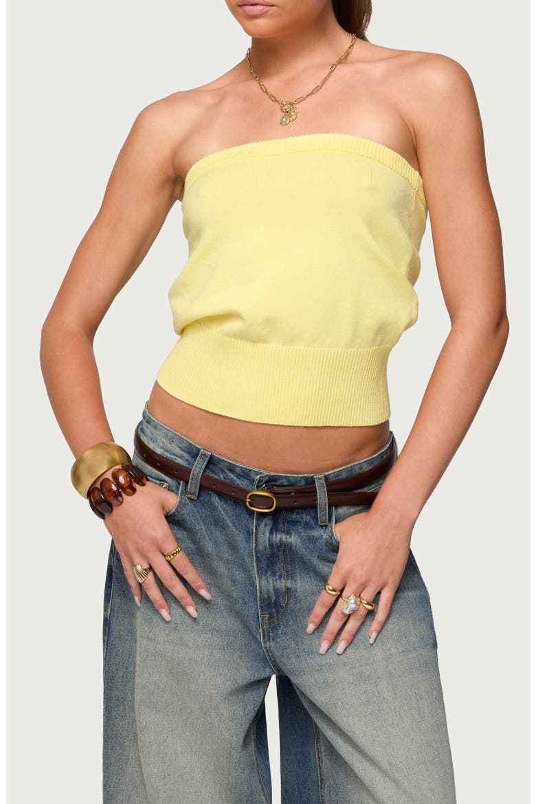 Philipa Strapless Crop Top, Main, color, YELLOW