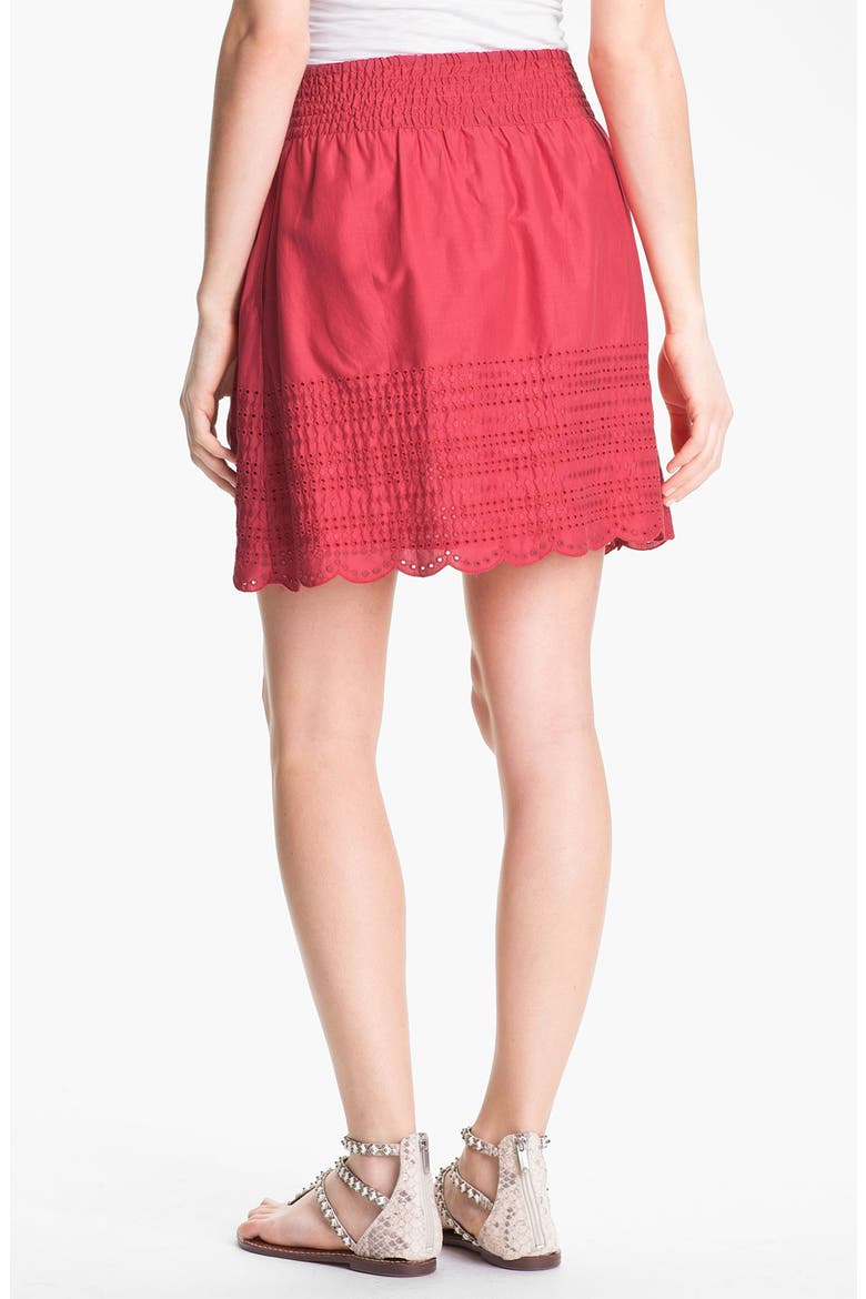 Caslon Eyelet Cotton Skirt, Alternate, color, RED BEAUTY/ TIGERLILY COMBO