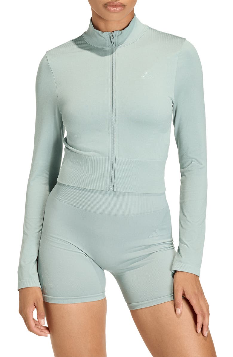 adidas Knit Training Jacket, Main, color, Wonder Sage