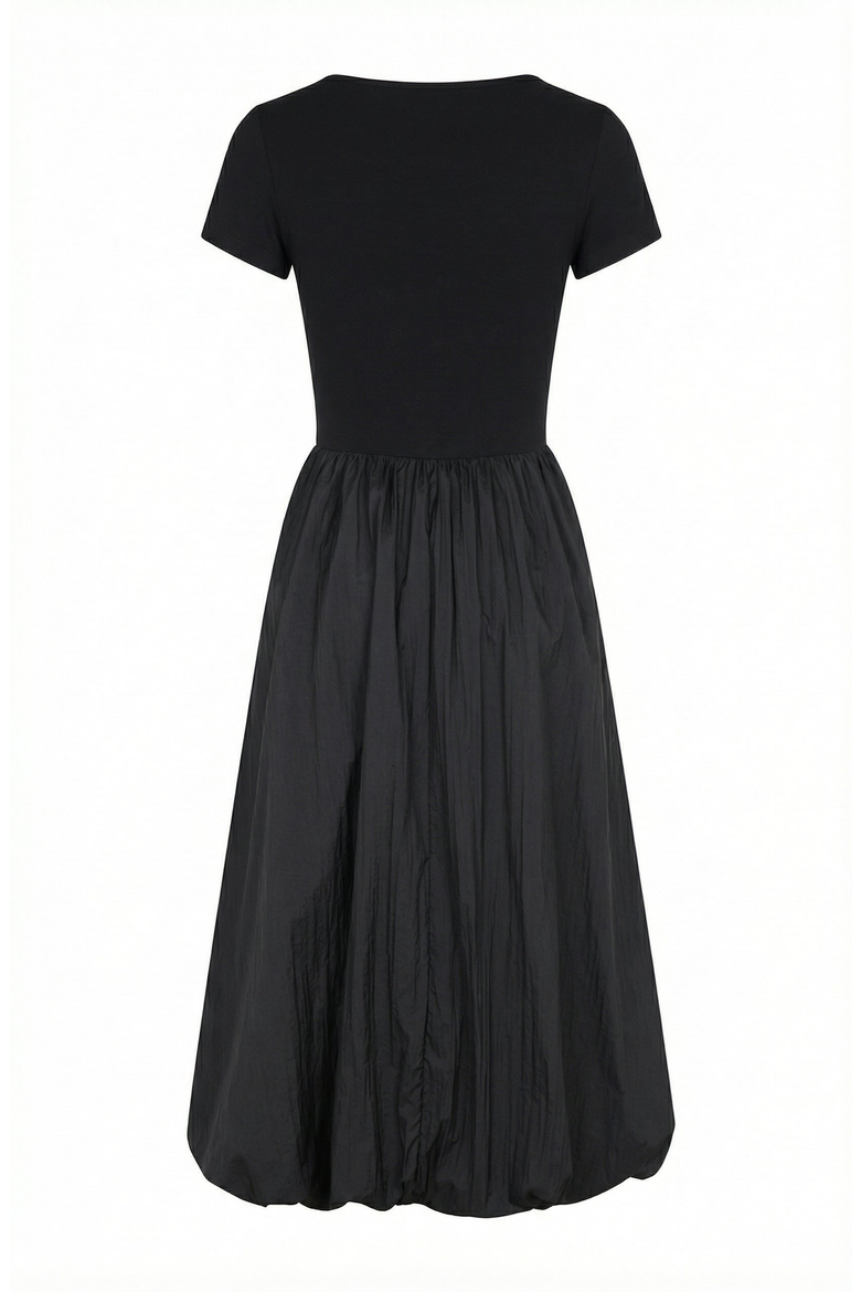 bubble hem midi dress with sleeves Pink Bubble Hem Midi Dress With Embellished Sleeves