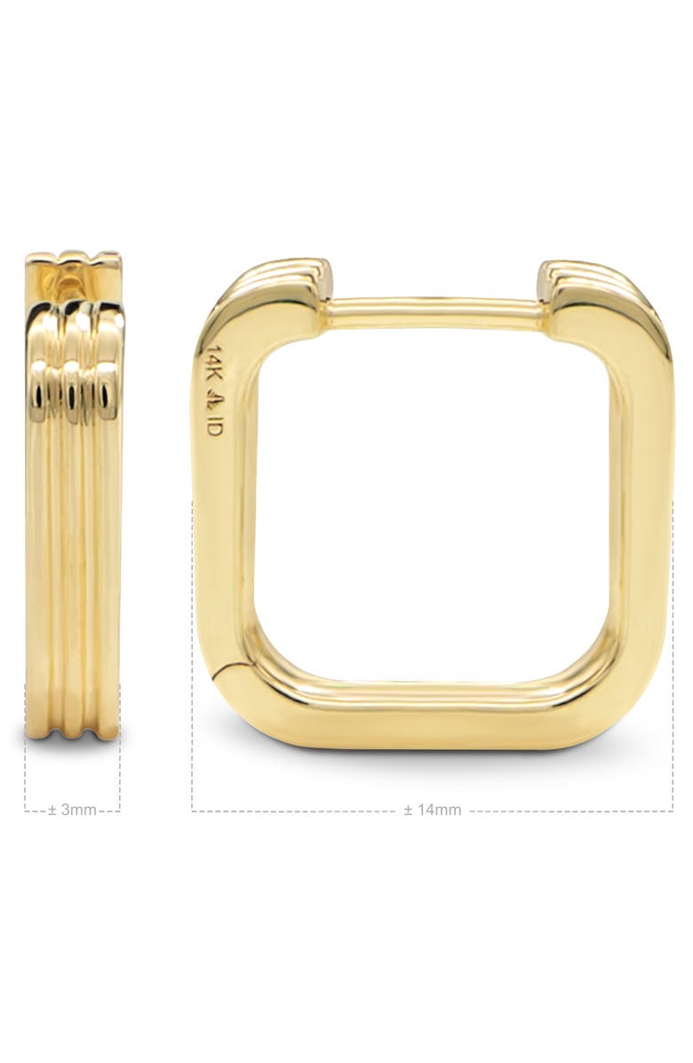DEVATA Ribbed Square 14mm Hoop Earrings in 14K Gold, Alternate, color, Yellow Gold