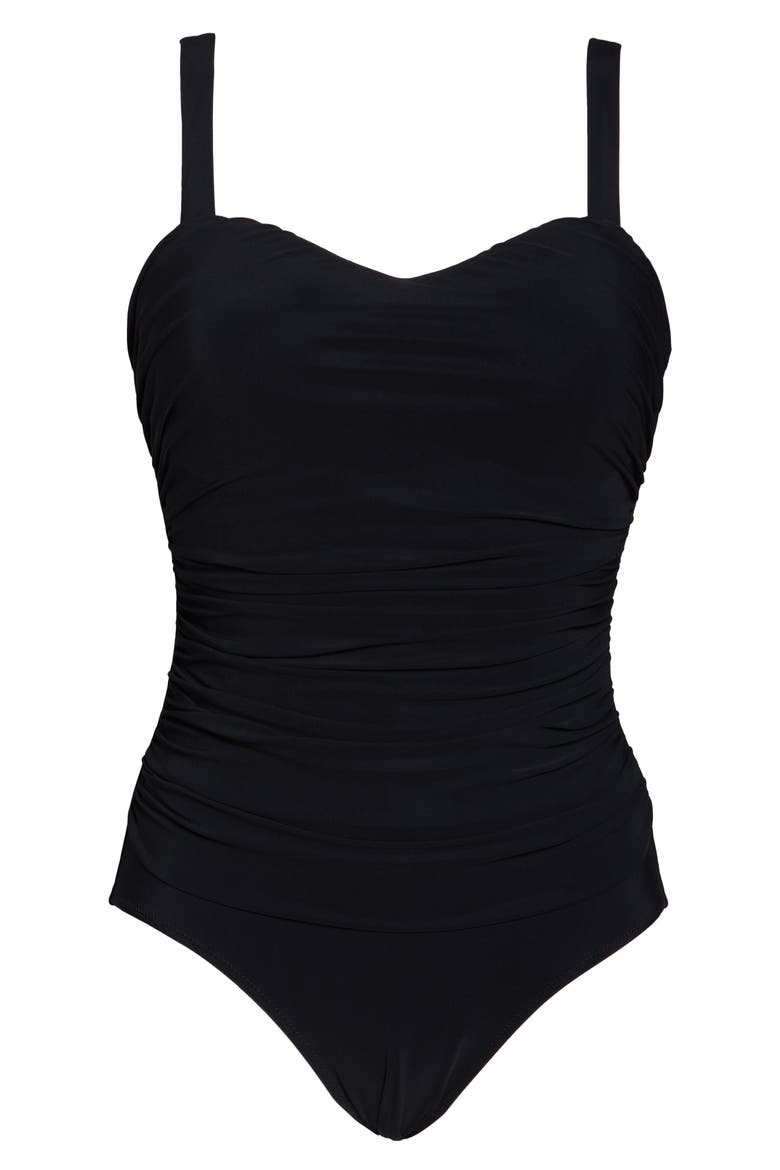 Tutti Frutti D-Cup Scoop Neck Shirred Underwire One Piece, Alternate, color, BLACK