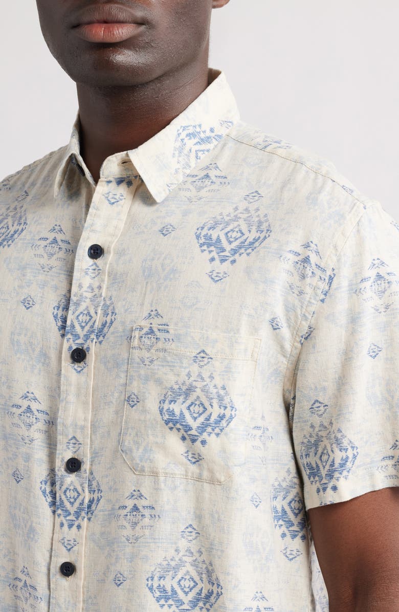 Pendleton Dawson Printed Short Sleeve Linen Blend Button-Up Shirt, Alternate, color,