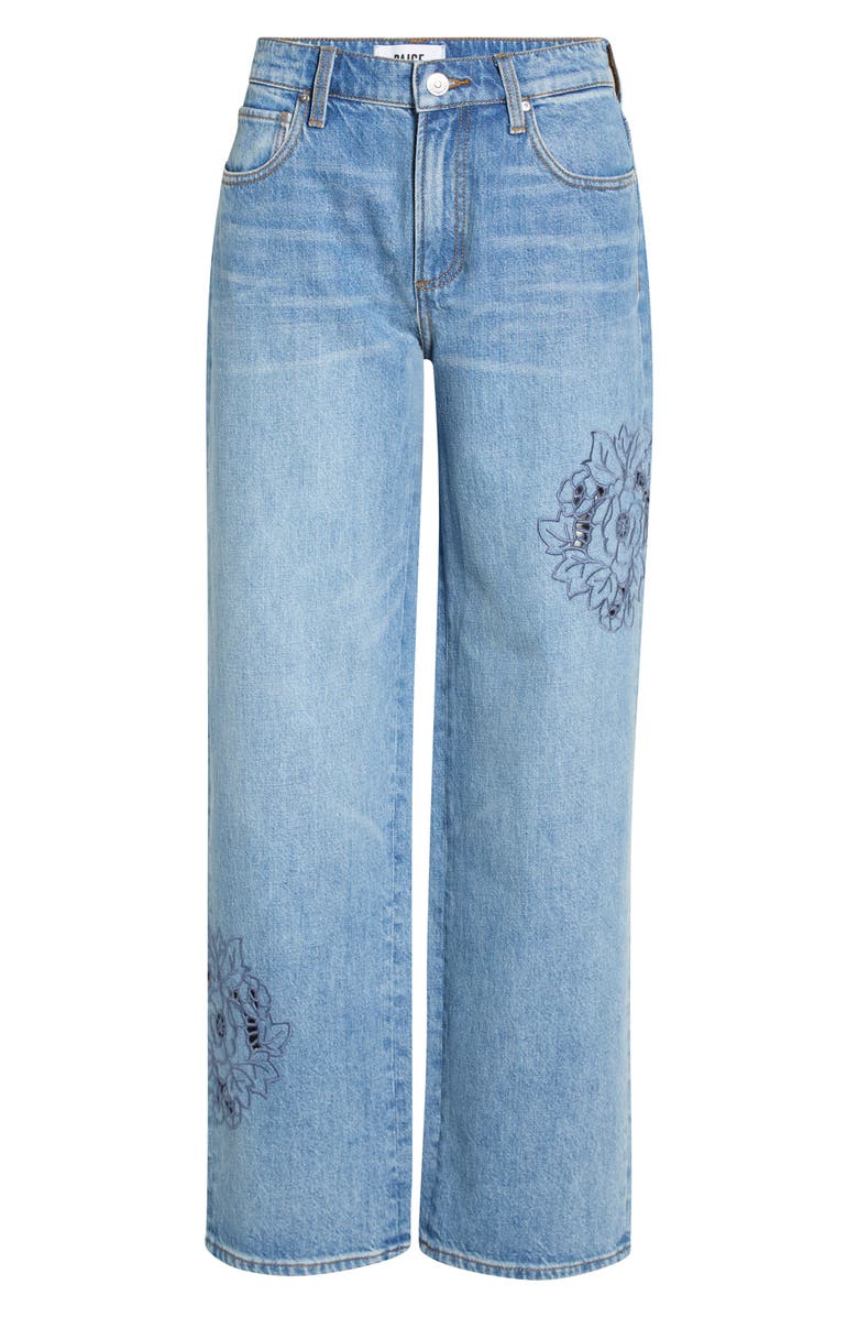 PAIGE Rylann Embroidered Eyelet Wide Leg Jeans, Main, color, Sail On Embroidered