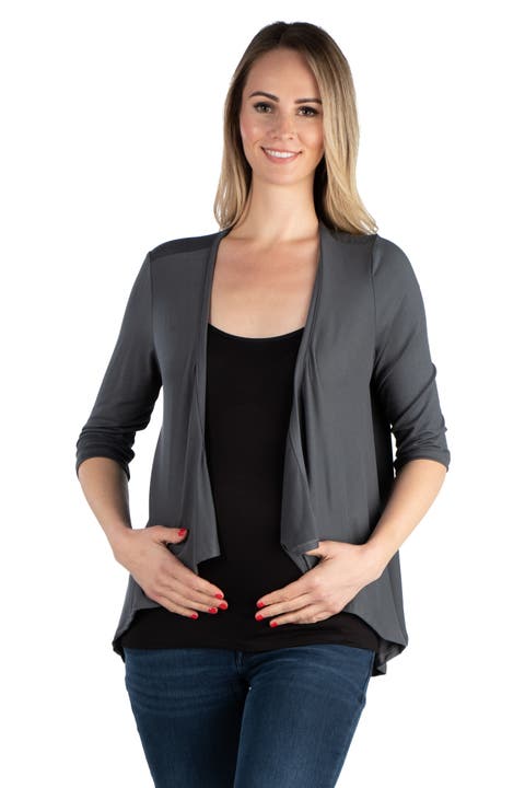 Maternity Elbow Length Sleeve Open Cardigan