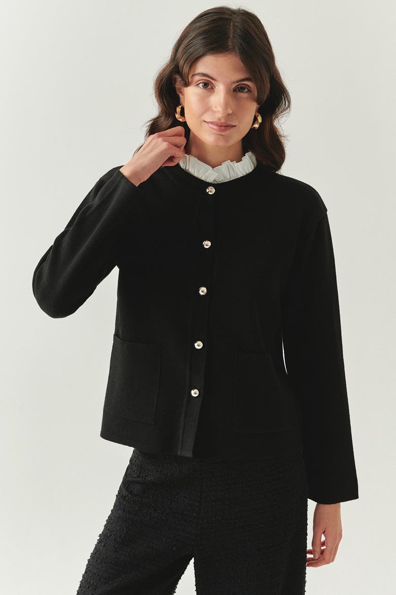 Kamilah Knit Cardigan, Main, color, BLACK