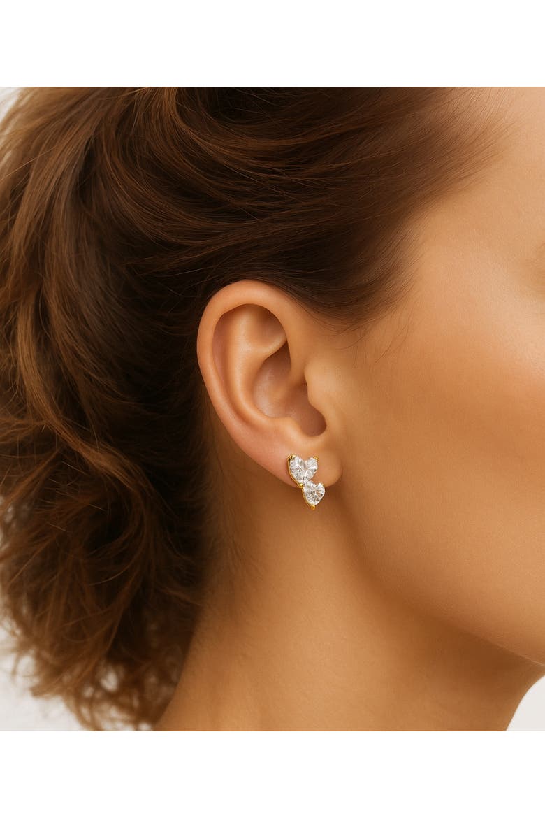 Sterling Silver Double Heart Earrings, Main, color, Gold