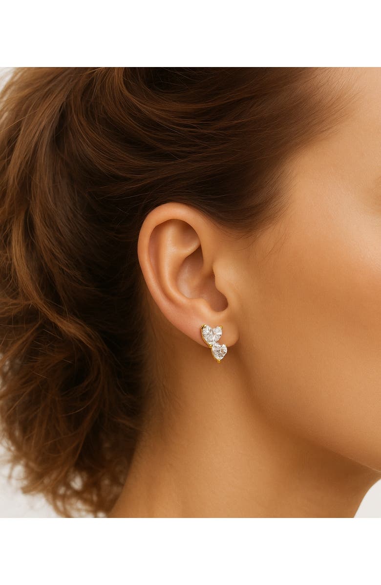 Donatello Gian Sterling Silver Double Heart Earrings, Main, color, Gold