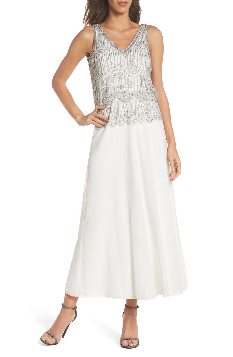 Pisarro Nights Beaded Mock Two-Piece A-Line Gown, Main, color,