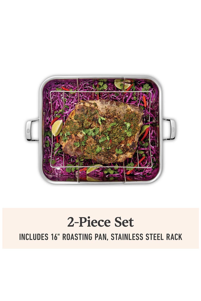 Premier 16-Inch Stainless Steel Roasting Pan, Rack & Lifters Set, Alternate, color, NO COLOR