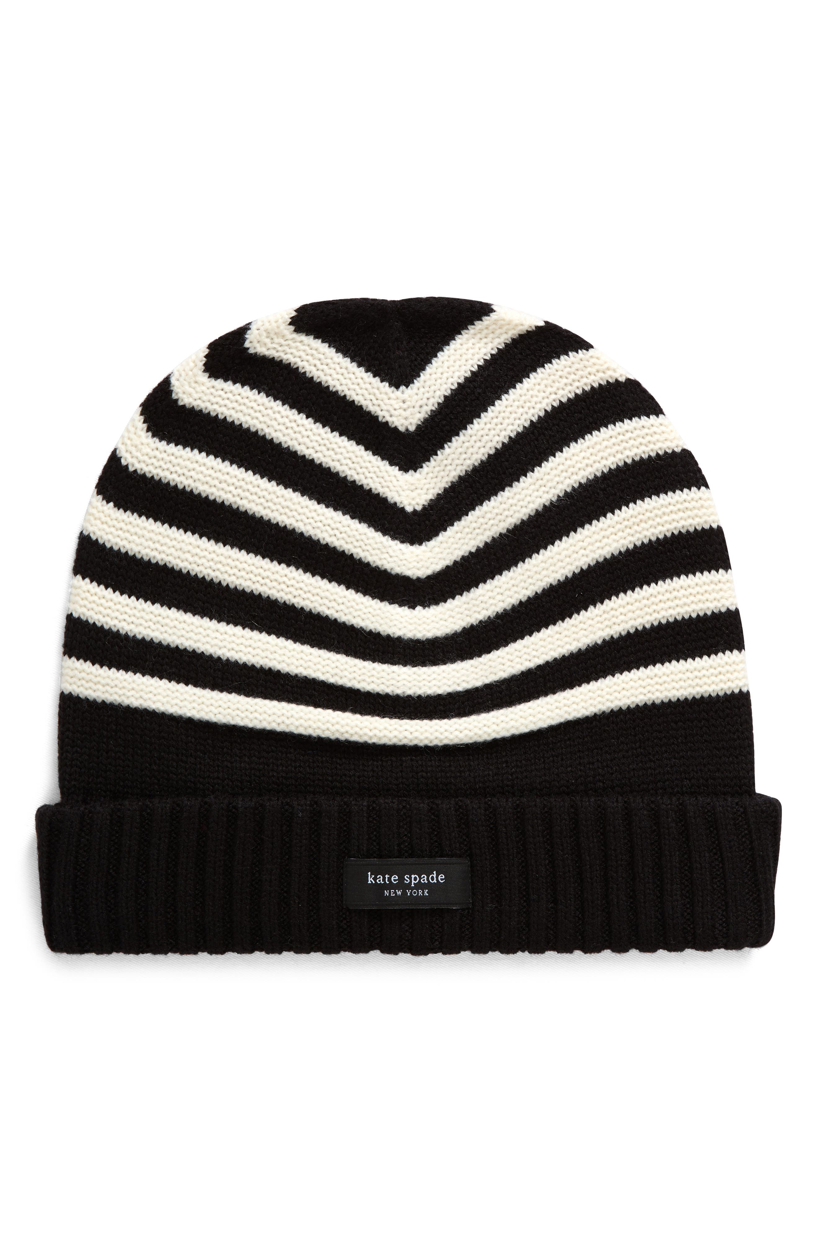 modern garter stripe knit beanie