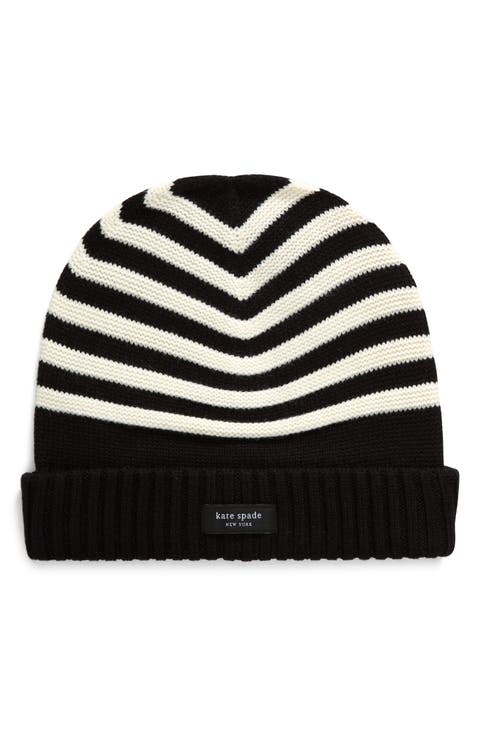 modern garter stripe knit beanie