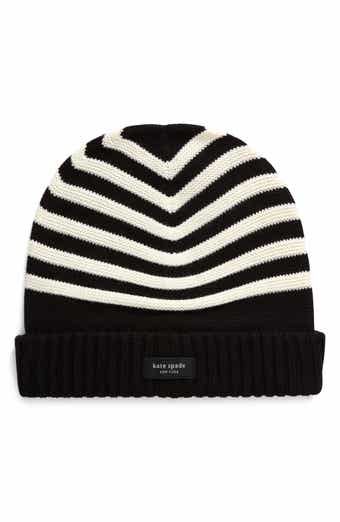 modern garter stripe knit beanie