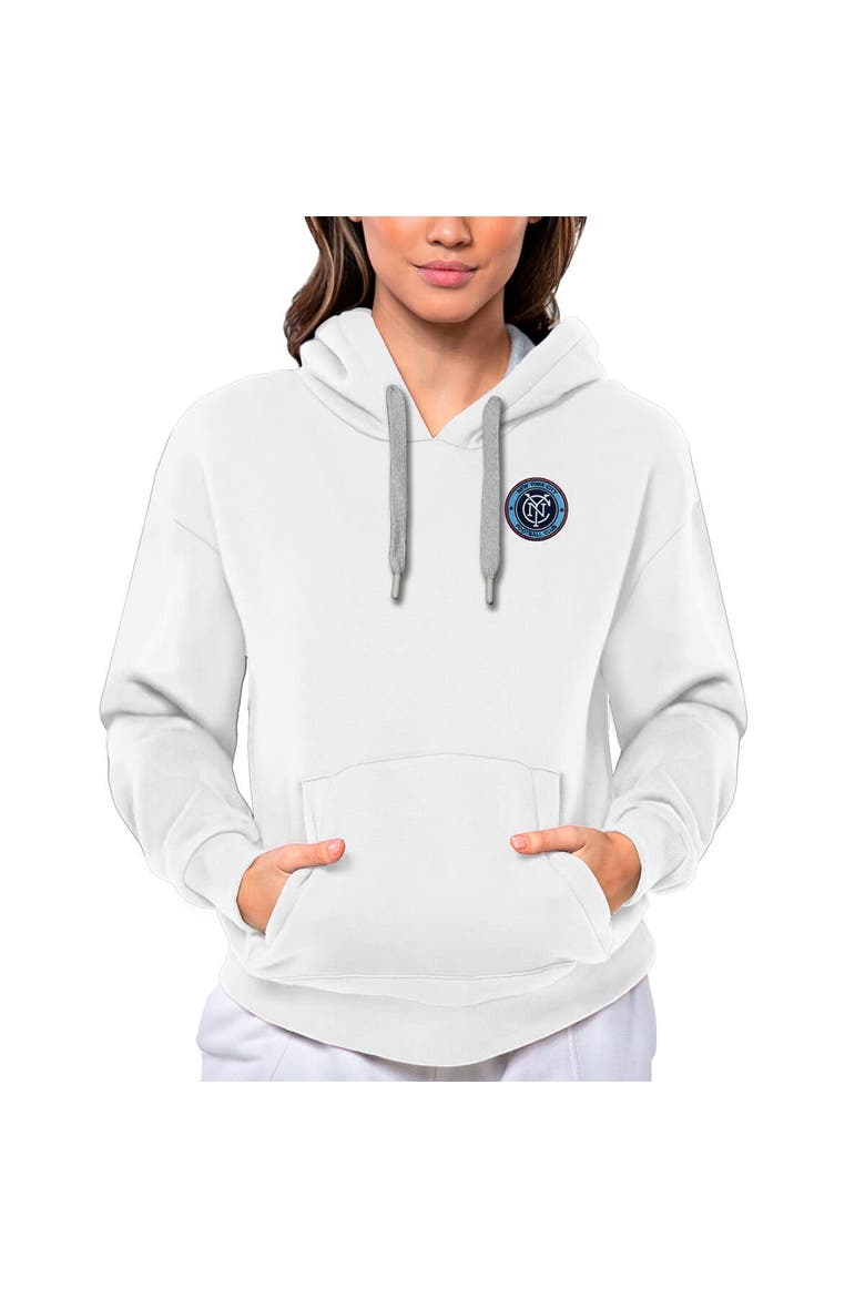 Women's Antigua White New York City FC Team Logo Victory Pullover Hoodie, Main, color, White