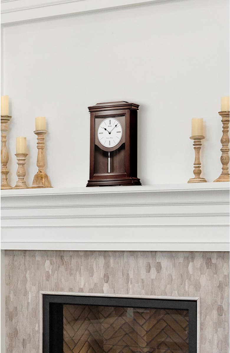 Seiko Suki Pendulum Mantle Chime Clock, Alternate, color, Brown