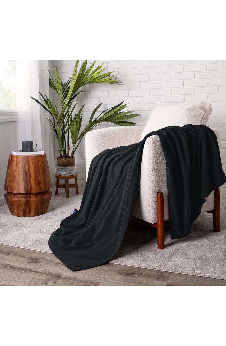 Bare Home Lightweight Polar Fleece Blanket, Alternate, color, Black