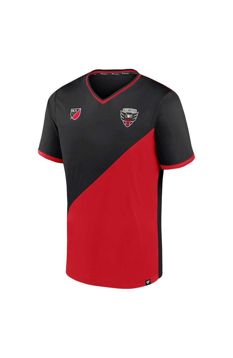 FANATICS Men's Fanatics Branded Black/Red D.C. United Striker V-Neck T-Shirt, Alternate, color,
