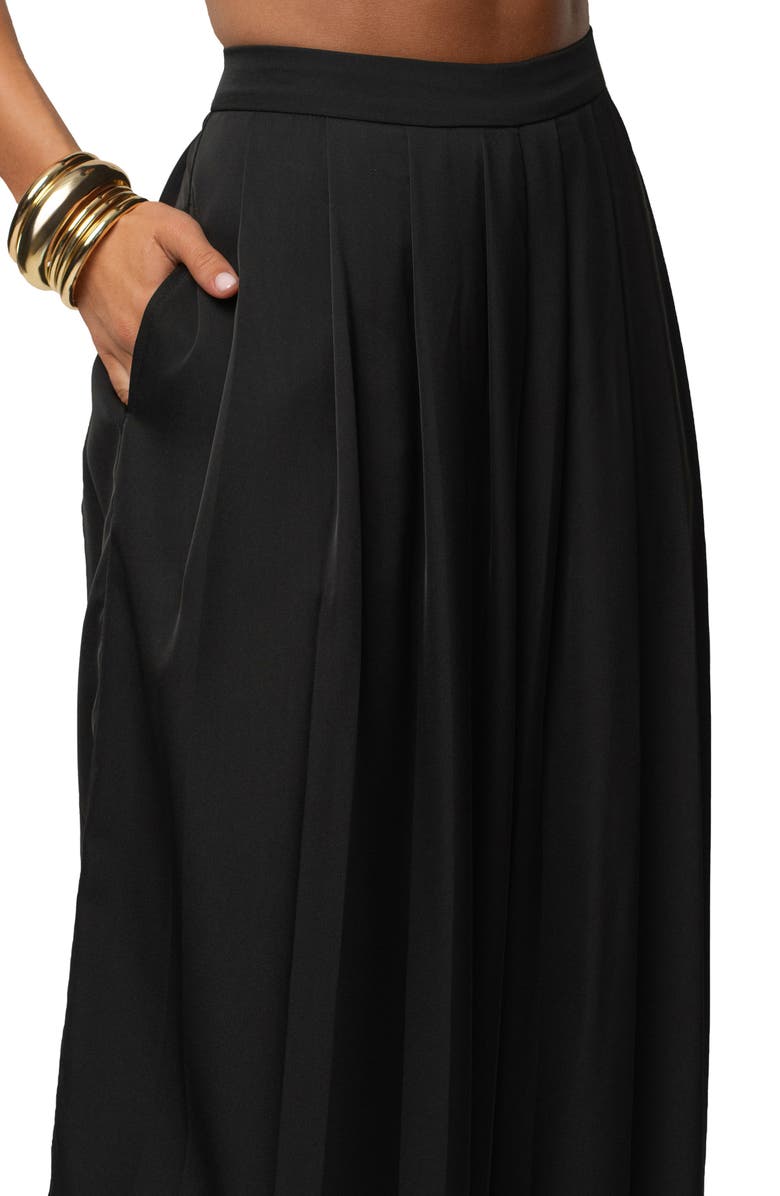 JLUXLABEL Clara Pleated Wide Leg Trousers, Alternate, color, Black