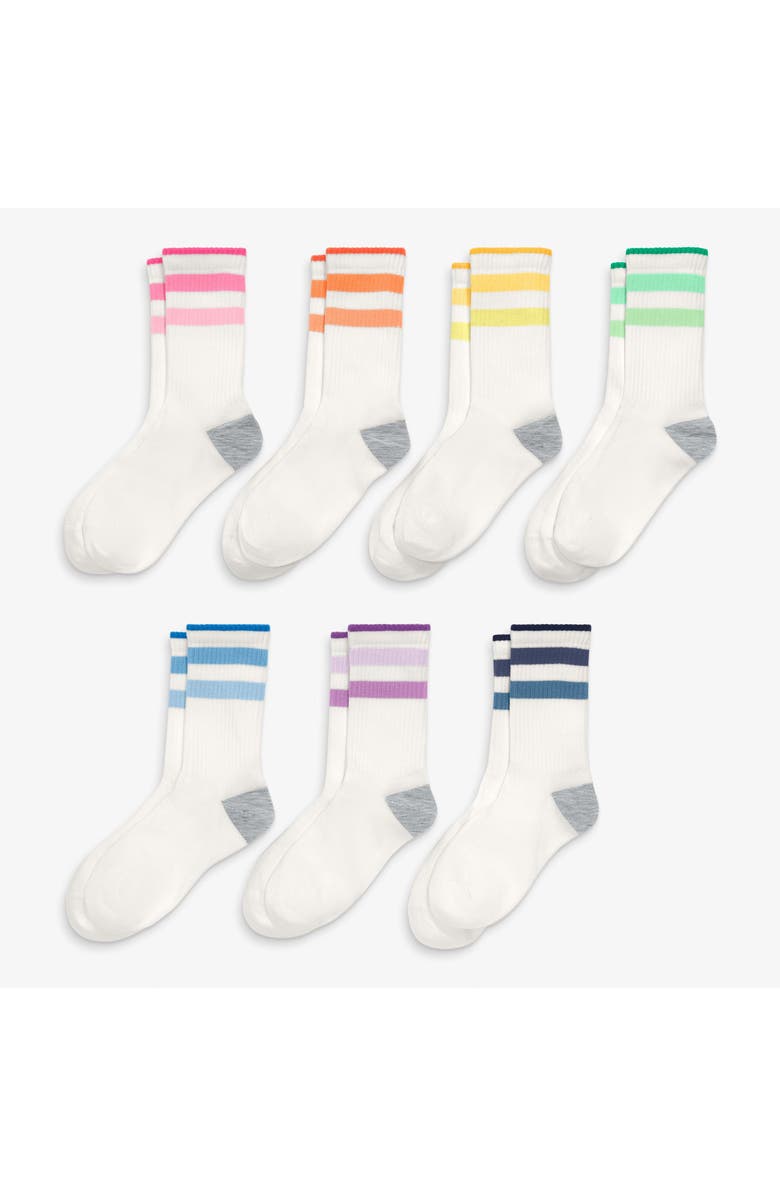 Primary Kids Rainbow Ringer Athletic Sock 7-Pack, Main, color, Tonal Rainbow Mix