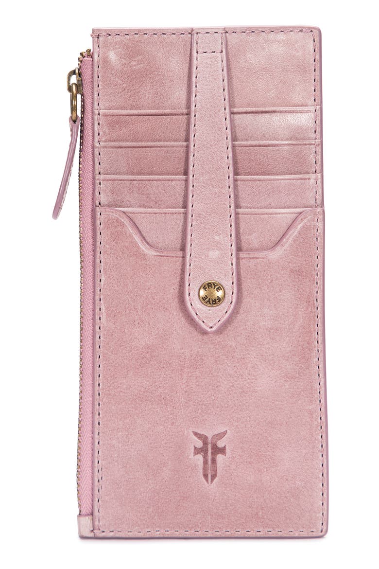 Slim Leather Snap Card Wallet, Main, color, ORCHID