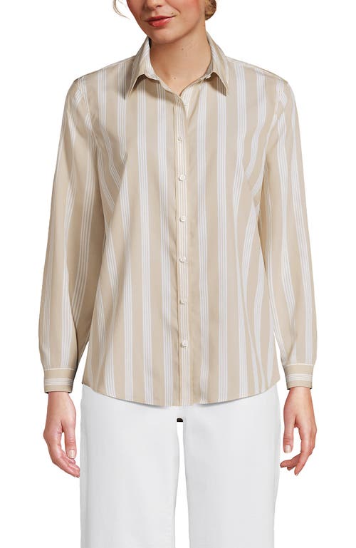 Lands' End No Iron Supima Cotton Long Sleeve Shirt In Brown