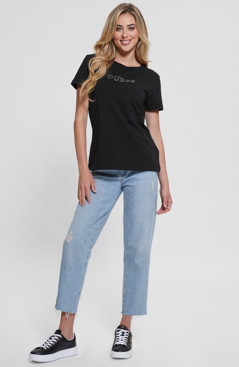 GUESS Briana Embellished Logo T-Shirt, Alternate, color, 