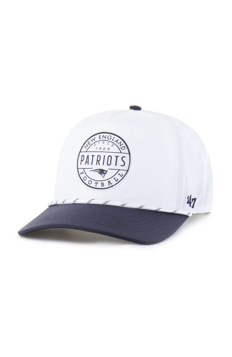 '47 Men's '47 White/Navy New England Patriots Suburbia Hitch Two-Tone Adjustable Hat, Main, color, 
