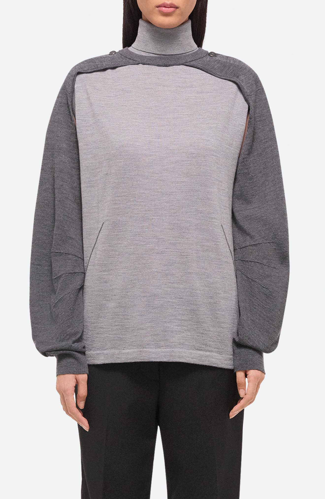 Helmut Lang Apex Wool & Silk Turtleneck Sweater & Shrug