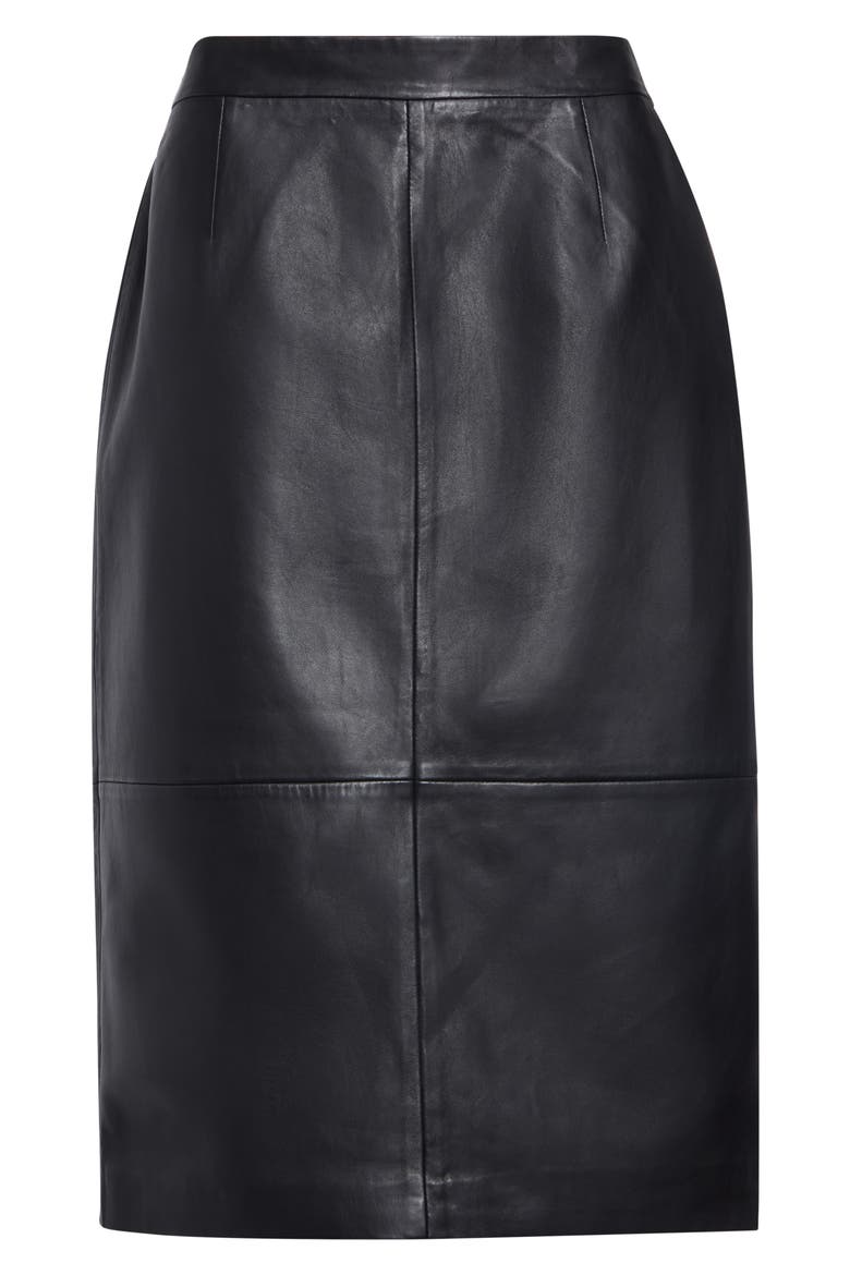 Hank Leather Midi Skirt, Alternate, color, BLACK
